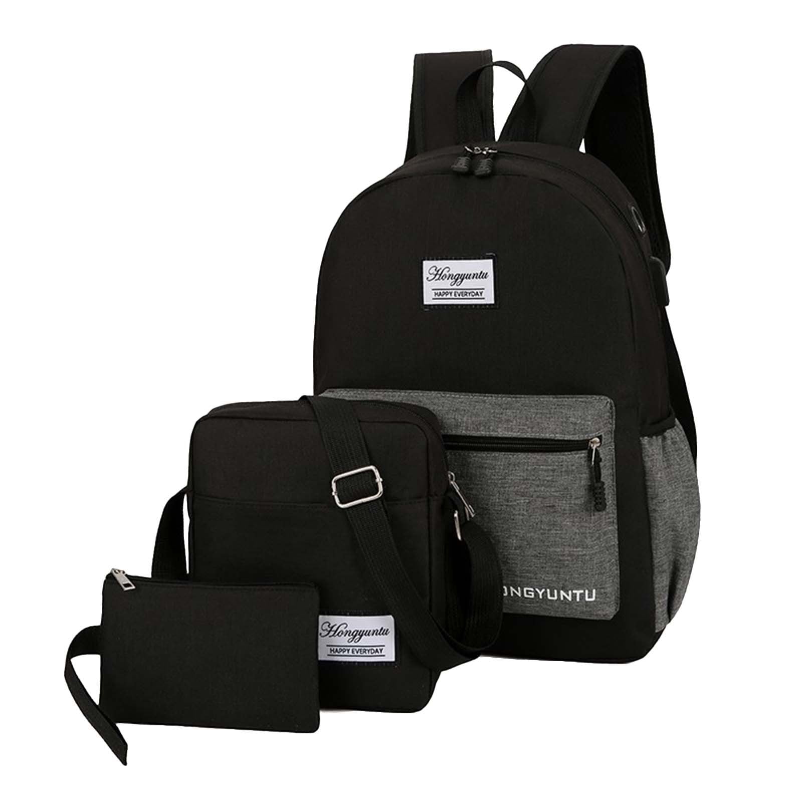 Teen Girl Backpacks For High School Canvas 3Pcs Patchwork Teenage Girls