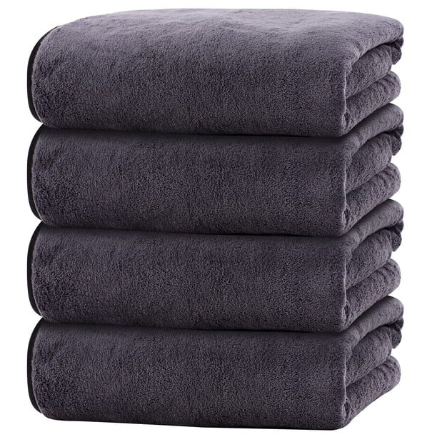 Toallas de baño Cosy Family, 4 unidades, microfibra, 69 x 137 cm, color gris oscuro