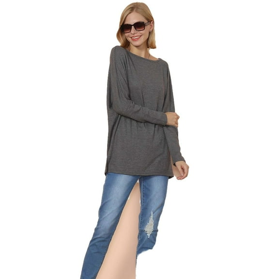 Waffle Knit Off Shoulder Oversized Sweater Gray Medium