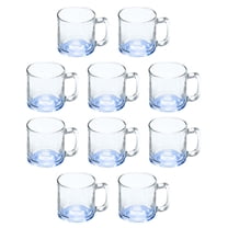 Small Glass Coffee Mugs 9 oz. Set of 10, Bulk Pack - Perfect for Coffee, Tea, Espresso, Hot Cocoa, Other Beverages - Blue