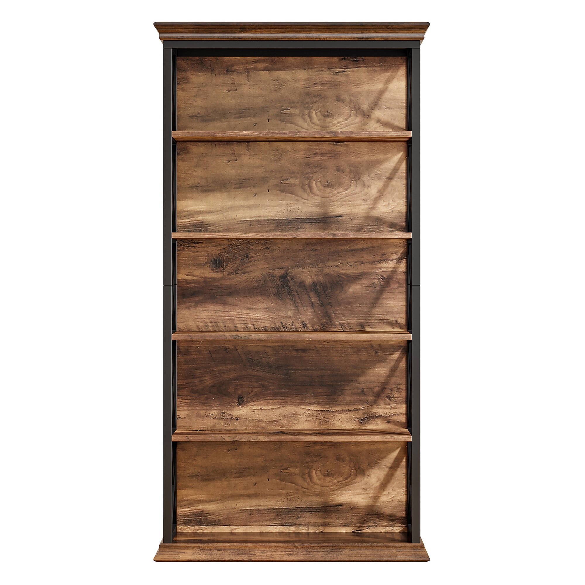 MAYEERTY X-Shaped 6-Tier Etagere Bookcase, 70.87" Metal Wooden Storage Shelf, Decorative Organizer for Home & Office