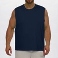 thumbnail image 2 of asjyhkr Plus Size Mens Athletic Tank Tops Mesh Stretch Sleeveless Crew Neck Shirts Gym Running Workout Shirts(L,Navy), 2 of 7