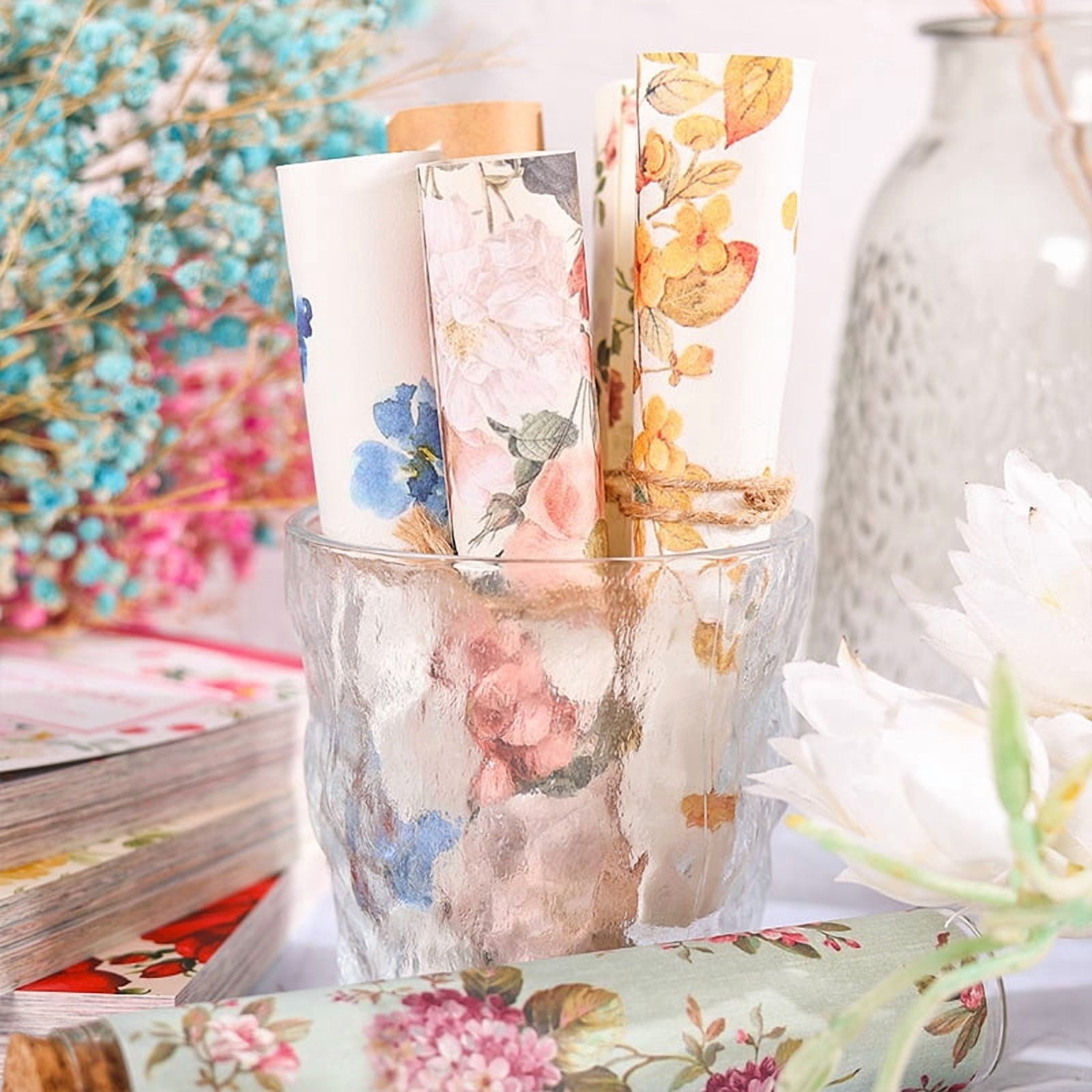 100 Sheets Yuezhen Forest Garden Scrapbook Paper - Creative Vintage Floral Stickers for Kids and Journals