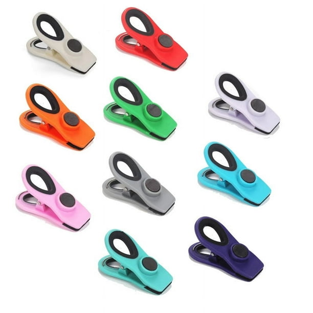 20 clips para bolsas con imán, 10 clips de colores brillantes surtidos, clips para bolsas, clips para alimentos, clips magnéticos, clips de plástico para bolsas de pan, bolsas de aperitivos