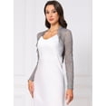 thumbnail image 4 of DARING DIVA Women's Floral Bolero Shrug Long Sleeve Sheer Cropped Lace Cardigan XL Gray, 4 of 6
