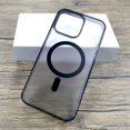 thumbnail image 4 of Translucent Matte Case For iPhone 16 15 14 13 12 11 Pro Max Mini Plus 16Pro 15Pro For Magsafe Charge Anti-fingerprint Full Cover Black For iPhone 14, 4 of 5