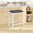 thumbnail image 5 of Yardi Yard 26" Counter Height Bar Stools Set of 2, Faux PVC Leather Barstools w/Padded Seat, Wood Frame, Max Load 330 Lbs, Wood Saddle Bar Stools, Gray+White, 5 of 6