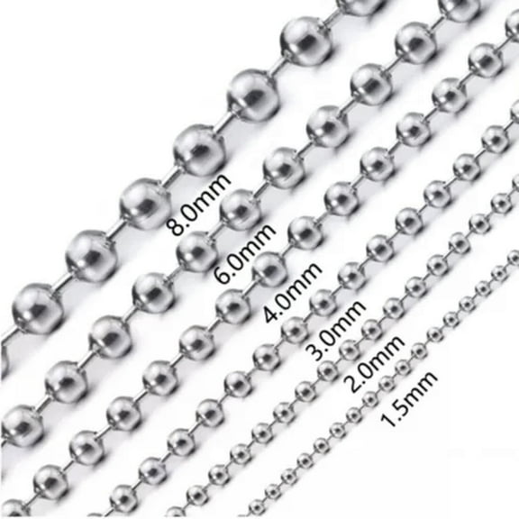 QQTDFG 1.5-12mm Fashion New Women Men's Stainless Steel Silver Bead Ball Chain Necklace-Silver-6mm-20inch or 50cm