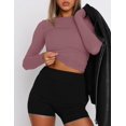 thumbnail image 2 of Crop Workout Tops for Women Pack Summer Short Sleeve Gym Athletic Compression Shirts Cute Tight Basic Tops Tee, 2 of 6