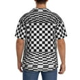thumbnail image 5 of KLL 3d Black and White Chessboard Print Men's Shirt Short Sleeve Button Down Summer Cuba Beach Shirts- Small, 5 of 7