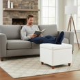 thumbnail image 3 of Classic 22" x 18" Storage Ottoman Footstool with Hinged Lid, Upholstered Fabric Ottoman with Wooden Legs for Living Room, Bedroom, 3 of 12