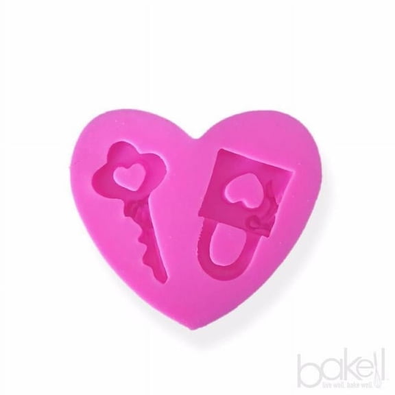 Heart Shaped Lock and Key Silicone Mold, 2.5 x 2.5 | Bakell