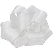 White Wired Wedding Bow Ribbon - 1 1/2" x 50 Yards Roll, Textured Semi Sheer, Christmas, Reception
