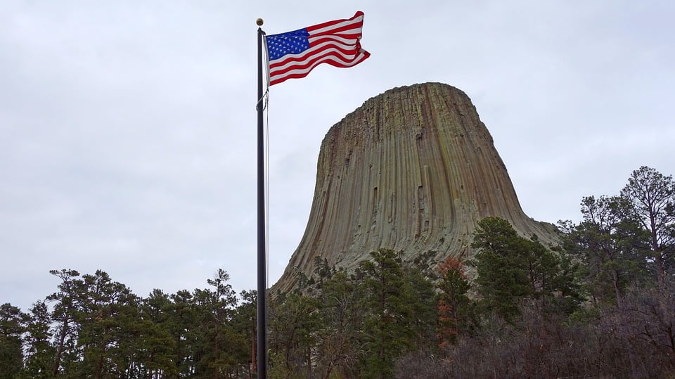 Гора дьявола в сша фото Canvas Print Devils Tower America Rock Grooves National Park Stretched Canvas 10