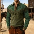 thumbnail image 2 of Telankuip Mens 250th Anniversary USA Shirts Long Sleeve Button down Western Cowboy Style Shirts with Fringes Vintage Patriotic Printing Spring Summer Jacket Top 14-Green L, 2 of 5