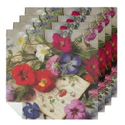 FACANNAP Assorted Floral Napkins Decoupage Pretty Paper Napkins Mother's Day Summer Napkins Fall Napkins Paper Fall Cocktail Napkins, white, purple, blue, red, brown 6 PCS