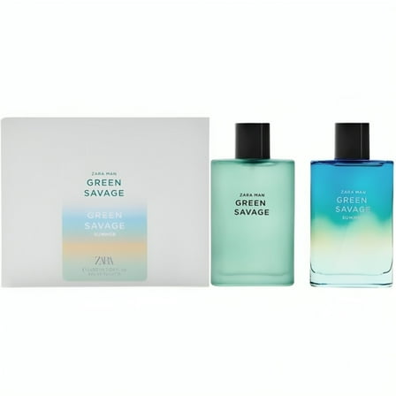 Zara Man Green Savage   Green Savage Summer Cologne for Men Fragrance Set EDT Eau De Toilette 2x 90 ML (3.04 FL OZ)