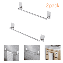 2 Pack 16Inch Self Adhesive Towel Bar for Bathroom Wall, Bath Towel Holder, Towel Rack No Drill, SUS304 Stainless Steel Brushed Finish