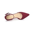 thumbnail image 4 of BLISSFUL STEP Women's Ankle Strap Pumps Pointed Toe High Block Heel Faux Suede Dress Shoes Burgundy 7.5, 4 of 7