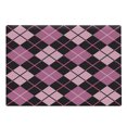 thumbnail image 1 of Checkered Cutting Board, Crosswise Striped Mosaic Pattern Squares Retro Style Feminine Design, Decorative Tempered Glass Cutting and Serving Board, Large Size, Pink Pale Pink Black, by Ambesonne, 1 of 1