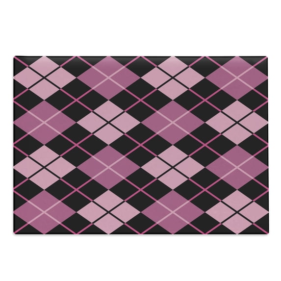 Checkered Cutting Board, Crosswise Striped Mosaic Pattern Squares Retro Style Feminine Design, Decorative Tempered Glass Cutting and Serving Board, Large Size, Pink Pale Pink Black, by Ambesonne