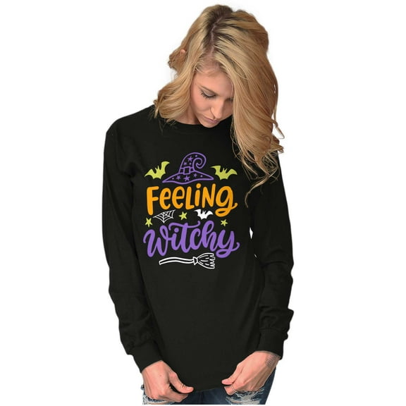 Cute Spooky Halloween Feeling Witchy Women's Long Sleeve T Shirt Brisco Brands S