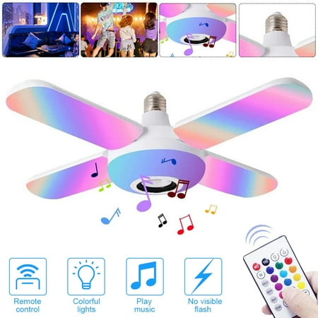 

LED Four Leaf Bluetooth Ceiling Fan Music Light Music Sync with Speaker RGB & White E27 50W Dimmable Smart Color Changing Bulb 5000lm 6500K-9000K Remote Control Bluetooth Bulbs Color Changing