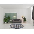 thumbnail image 2 of 8' Navy Blue Round Floral Power Loom Area Rug, 2 of 5