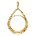 thumbnail image 3 of Finest Gold Wideband Distinguished Coin Jewelry 14K Polished Teardrop Shaped 21.6 mm Prong Coin Bezel Pendant, 3 of 4