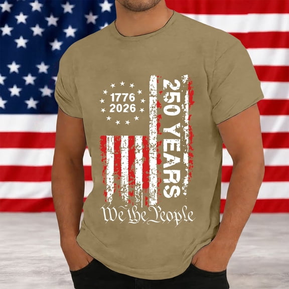 Glisme Mens T Shirts Round Neck Graphic T Shirt Patriotic Independence Day Commemorative Print Short Sleeve Tee Versatile 4Th Of July Clothes Wine 4Xl