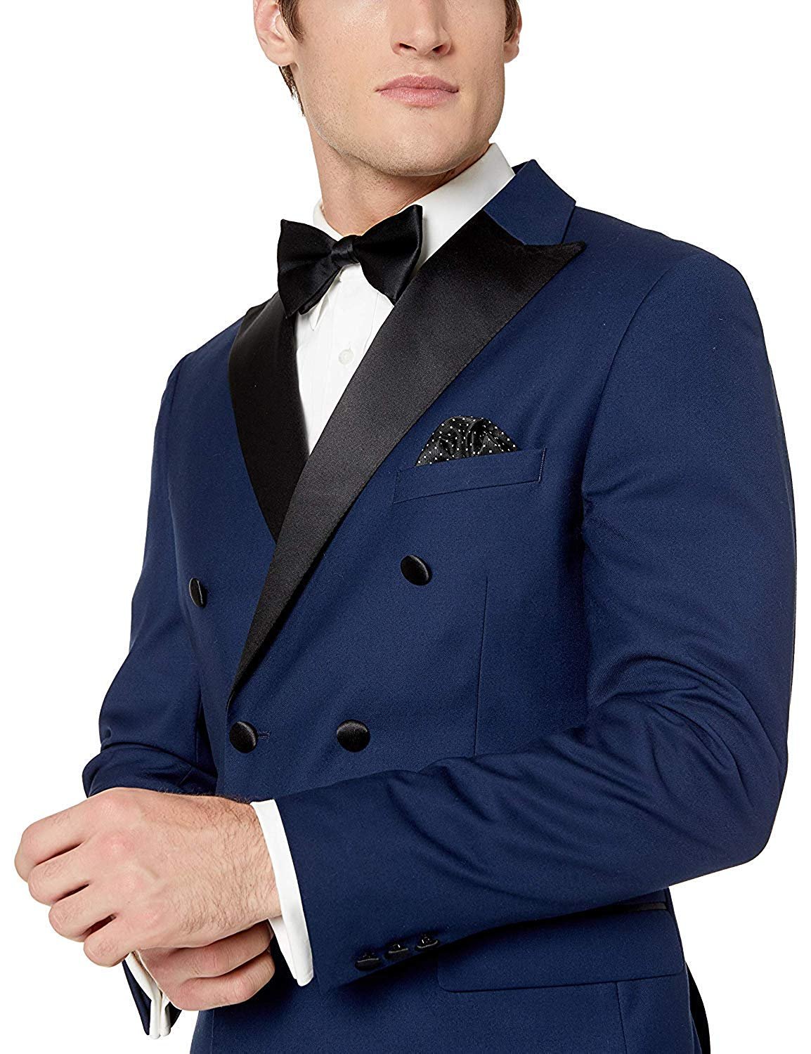 Adam Baker Men's 91003 Regular Fit 2-Piece Double Breasted Shawl Collar Tuxedo - Midnight Blue - 34S - image 3 of 10