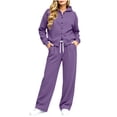 thumbnail image 2 of successthop Sweatsuits Women 2 Piece Outfit Matching Workout Lounge Sets Long Sleeve Hoodie Pocketed Sweatpant, 2 of 6