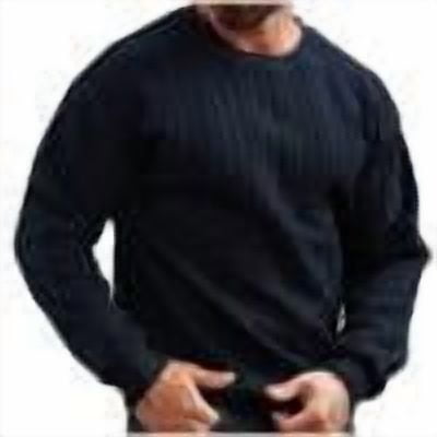 Men's Crewneck Pullover Sweater Cable Knit Long Sleeve Winter Warm Casual Chunky Textured Sweaters Tops (XL, Navy)