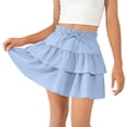 thumbnail image 2 of CHEEREAM Girls Mini Skirts High Elastic Waist Summer A-Line Floral Layered Ruffle Pleated Beach Drawstring Skirt For Kids Causal, 2 of 9