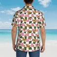 thumbnail image 4 of Disketp Abstract Pink Plaid Butterfly Hawaiian Shirts for Men,Mens Casual Short Sleeve Button Down Shirts Beach Shirt,X-Large, 4 of 7