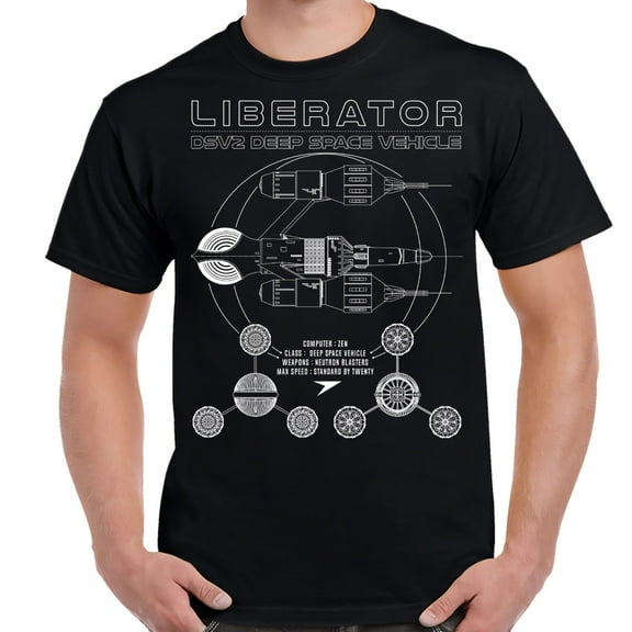 Blakes 7 LIberator Schematic Adult T-Shirt-XXXXXL