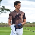 thumbnail image 3 of Goofa Dinosaur Moonlit Forest Print Mens Polo Shirts Quick Dry Short Sleeve Golf T Shirt Performance Moisture Wicking Casual Workout-Medium, 3 of 6