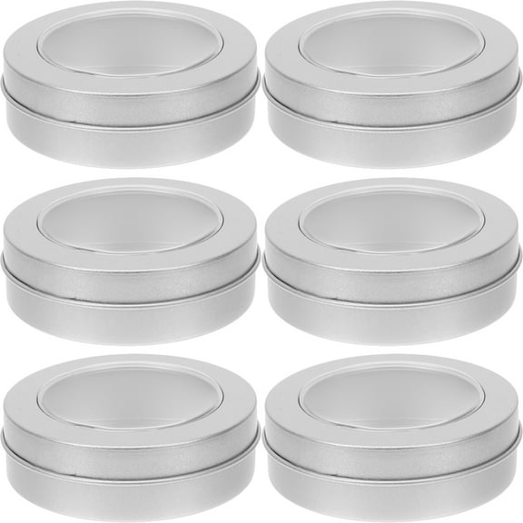 MRLESS 4pcs Round Tin Box with Lid Large Cookie Tin Treats Canister with Clear Window Empty Tins Round Empty Containers for Cosmetics Crafts Food Storage Party Favors