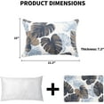 thumbnail image 2 of 2 Pack Outdoor Throw Pillows 21x15 Inch Water-Resistant Decorative Pillow Cushions with Insert for Patio Garden Porch, Blue Leaves, 2 of 14