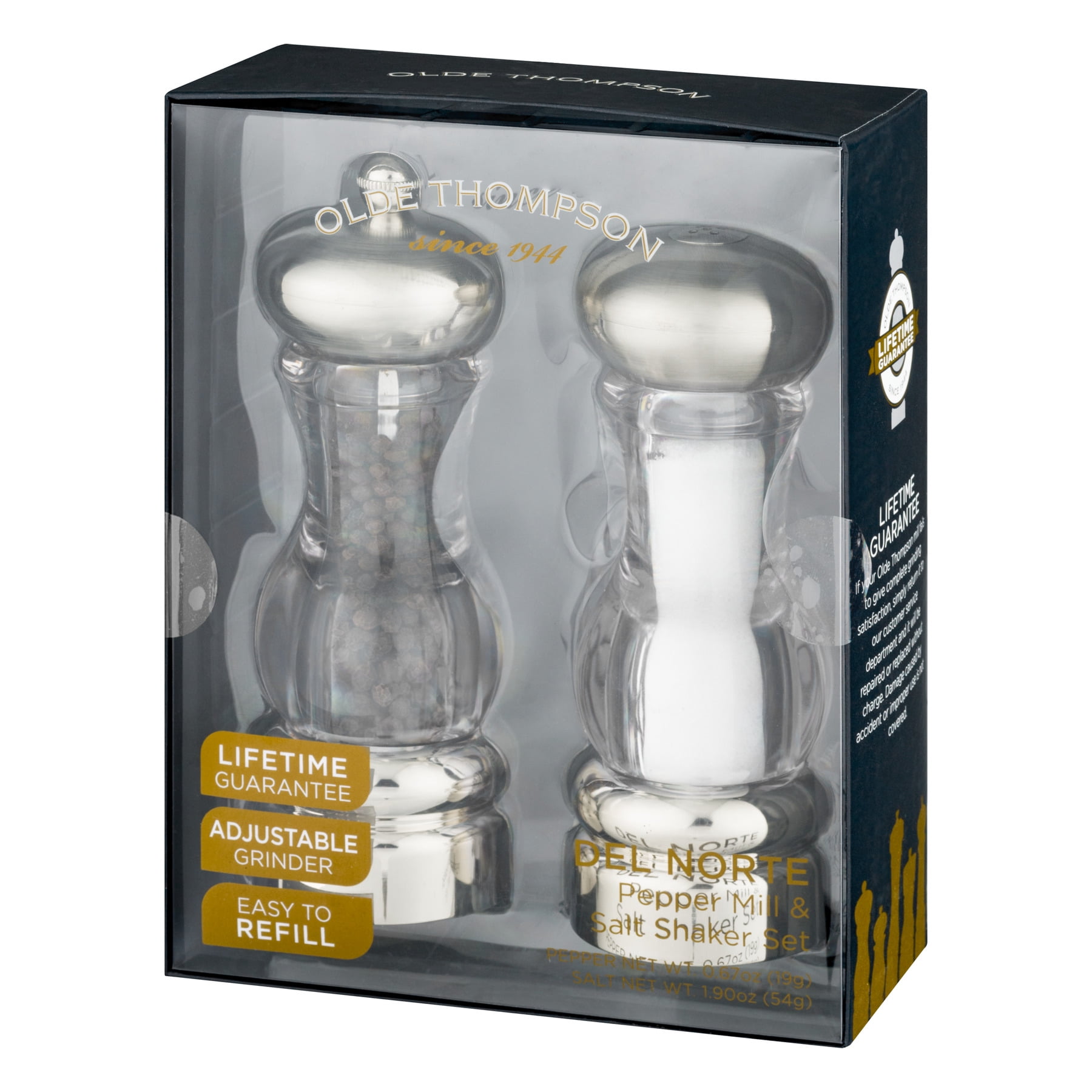 Old Thompson Del Norte Acrylic Salt and Pepper Mill Set