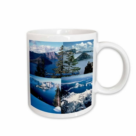 

3dRose Crater Lake National Park Collage Ceramic Mug 15-ounce