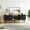 Black, variant on Kelno TV Stand for 55-60 Inch TV Mid Century Entertainment Center with Adjustable Shelves Storage Cabinet, Rustic Brown