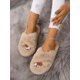 thumbnail image 5 of Women's Winter Indoor House Slippers, White Cross Strap Slides With Fur Trim, Fashionable For Outdoor & Vacation Wear, 5 of 5