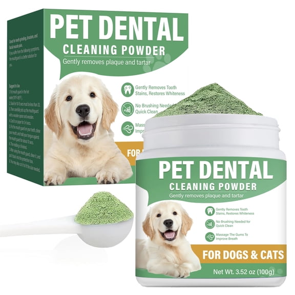 Dog Teeth Cleaning Powder for Dogs and Dental Powder for Cats, 3.52 oz, Natural Formula for Effective Dog Teeth Cleaning