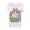 thumbnail image 4 of Mifsaly Womens Easter Shirts Short Sleeve Colorful Easter Eggs Print T-Shirts Playful Holiday Loose Casual Tee S, 4 of 5