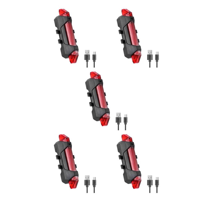 pitrice LED USB Bike Tail Lights Bicycle Safety Reminding Rear Lamp Waterproof Taillight Professional Illumination Gear Red 5Set