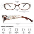 thumbnail image 2 of KOOSUFA Womens Floral Color Reading Glasses 1.50 Quality Rectangle Readers Eyeglasses Eyewear Brown, 2 of 7