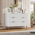thumbnail image 2 of Danolapsi Fluted 6 Drawer Wide Dresser, Modern Chest with Spacious Deep Drawers, Wooden Organizer Ideal for Living Room, Hallway, 2 of 9