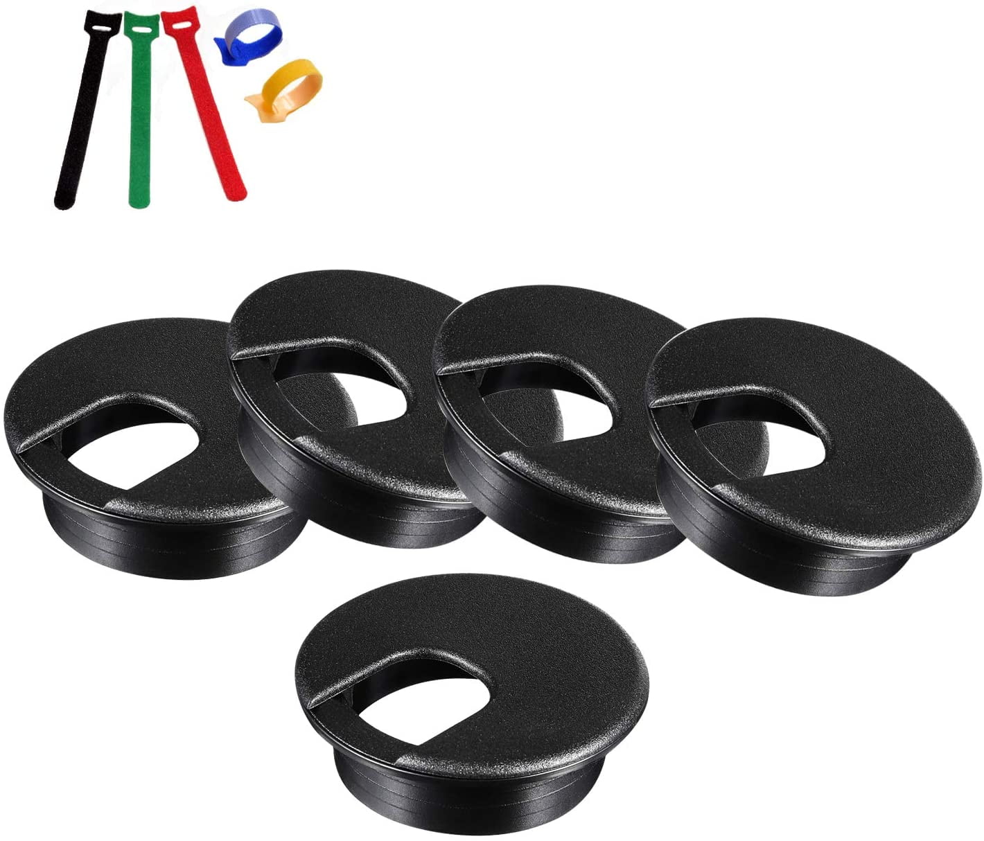 Desk Grommets 2 Inch 5 Pack Plastic Wire Organizers Computer Cable Hole Cover Plug Bushings to