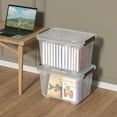 thumbnail image 4 of Qqbine 50 Quart Large Plastic Latching Box, Clear Storage Bin with Wheels, Stackable, 4 Packs, 4 of 7